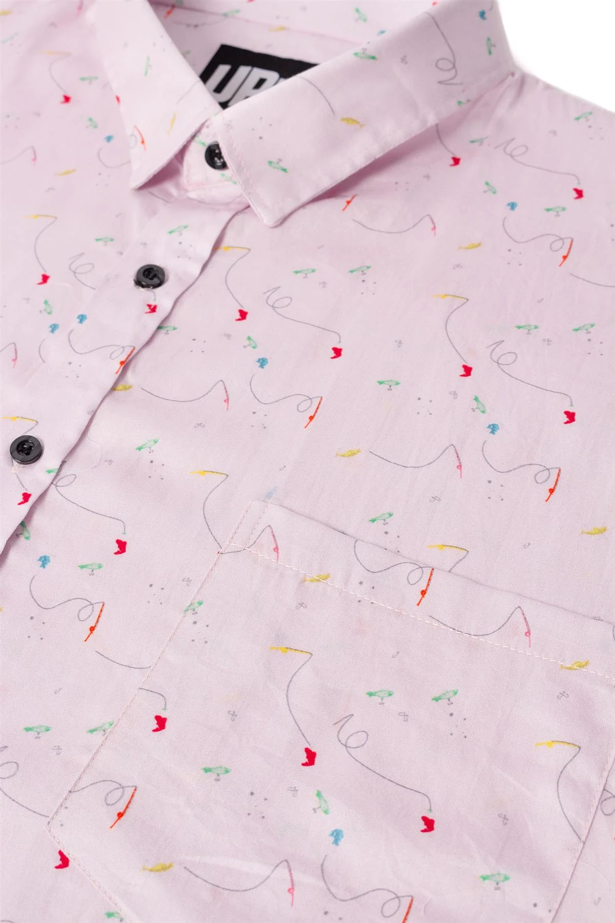 Uptheir Scafell Fishing Print Short Sleeve Shirt - Pink 6 Uptheir Scafell Fishing Print Short Sleeve Shirt - Pink - Image 4