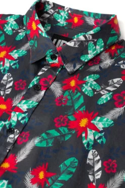 Uptheir Ely Tropical Floral Print SS Shirt - Charcoal -Famous Menswear Store tumbnail 94d1e702 6538 4530 8ec9 27bce76a8eeb