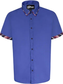 Uptheir Chiltern Tartan Trim Short Sleeve Shirt - Blue -Famous Menswear Store tumbnail 952c11fa 0b6c 4f71 8e6a 145afaaab8bd