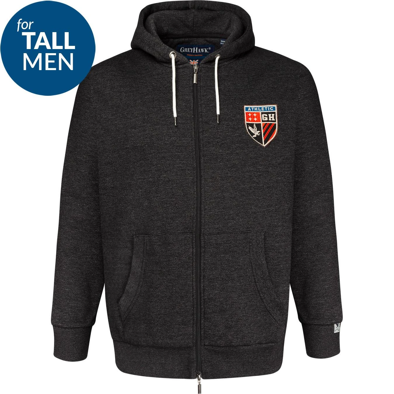 Grey Hawk TALL Shield Badge Full Zip Hoody - Charcoal 4 Grey Hawk TALL Shield Badge Full Zip Hoody - Charcoal - Image 2