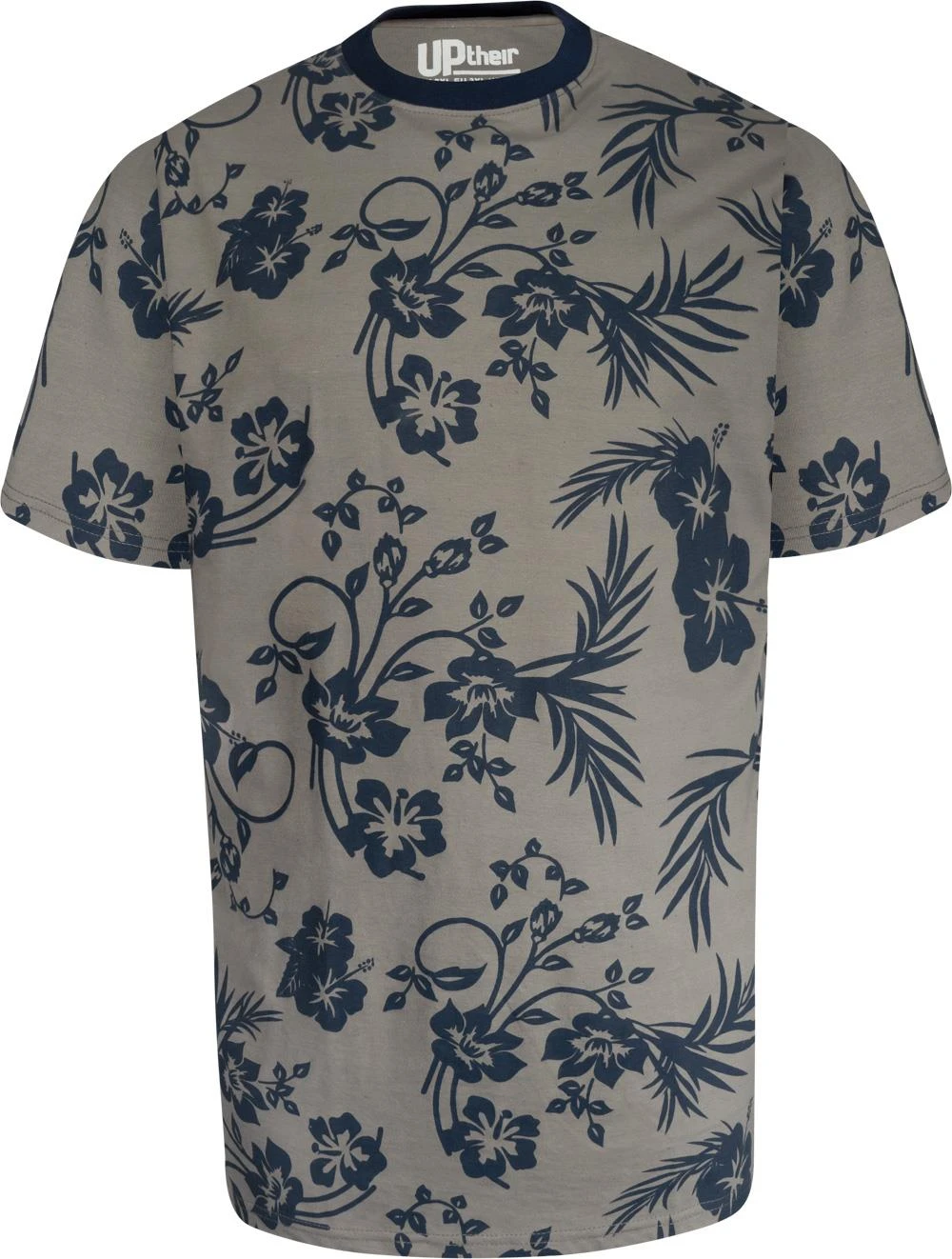 Uptheir Even Two Floral Print Crew Neck T-Shirt - Navy 4 Uptheir Even Two Floral Print Crew Neck T-Shirt - Navy - Image 2