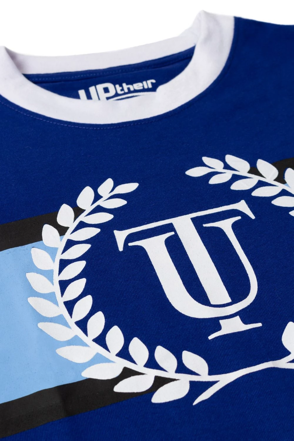 Uptheir Kay Laurel Wreath Chest Logo Print T-Shirt - Blue 5 Uptheir Kay Laurel Wreath Chest Logo Print T-Shirt - Blue - Image 3