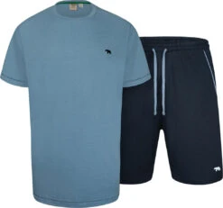 Duke D555 Stanmore Tall T-Shirt And Shorts Loungewear Set - Blue