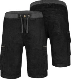 Uptheir Aragon TALL Ribbed Waistband Denim Shorts Black
