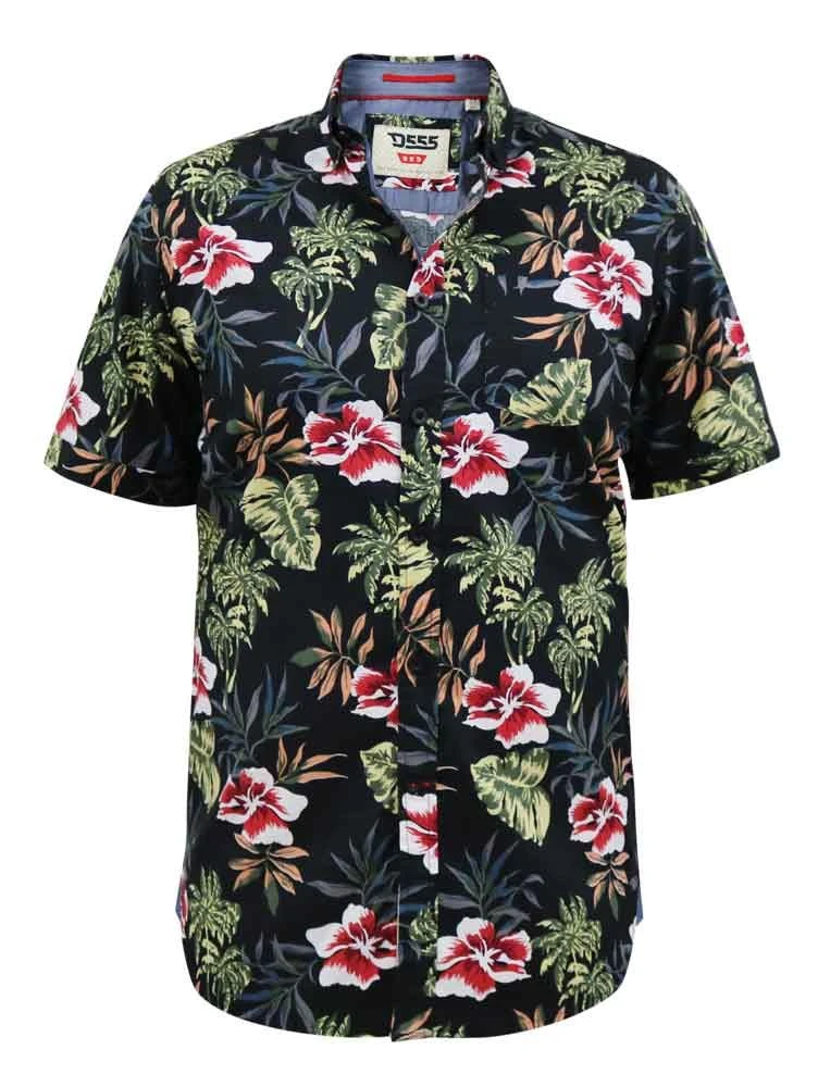 Duke D555 Wilton TALL Hawaii Print Short Sleeve Shirt - Black 3 Duke D555 Wilton TALL Hawaii Print Short Sleeve Shirt - Black