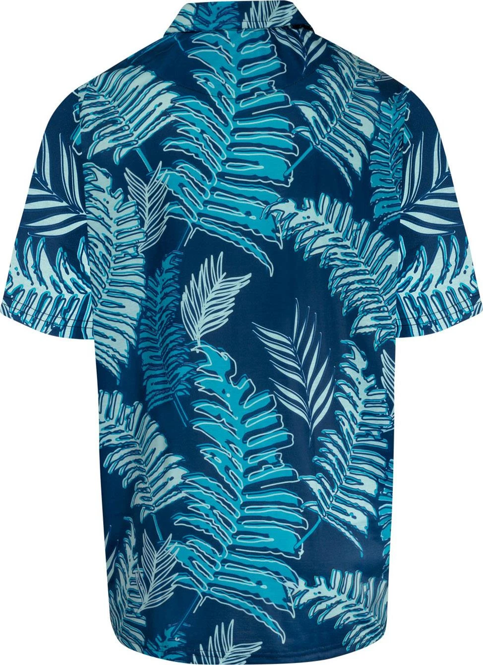 Uptheir Lando TALL Tropical Leaf Print Polo Shirt - Blue 5 Uptheir Lando TALL Tropical Leaf Print Polo Shirt - Blue - Image 3