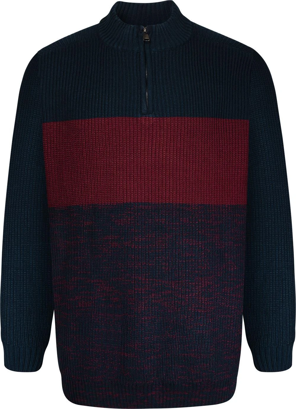 Uptheir Sparrow Marl Colour Block Sweater - Burgundy Navy 4 Uptheir Sparrow Marl Colour Block Sweater - Burgundy Navy - Image 2