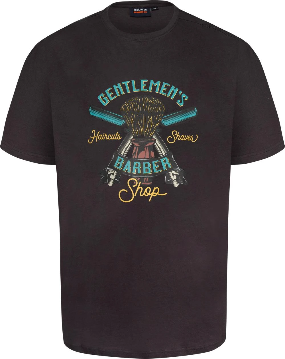 Espionage Gentlemen Barber Graphic Print T-Shirt - Charcoal 4 Espionage Gentlemen Barber Graphic Print T-Shirt - Charcoal - Image 2