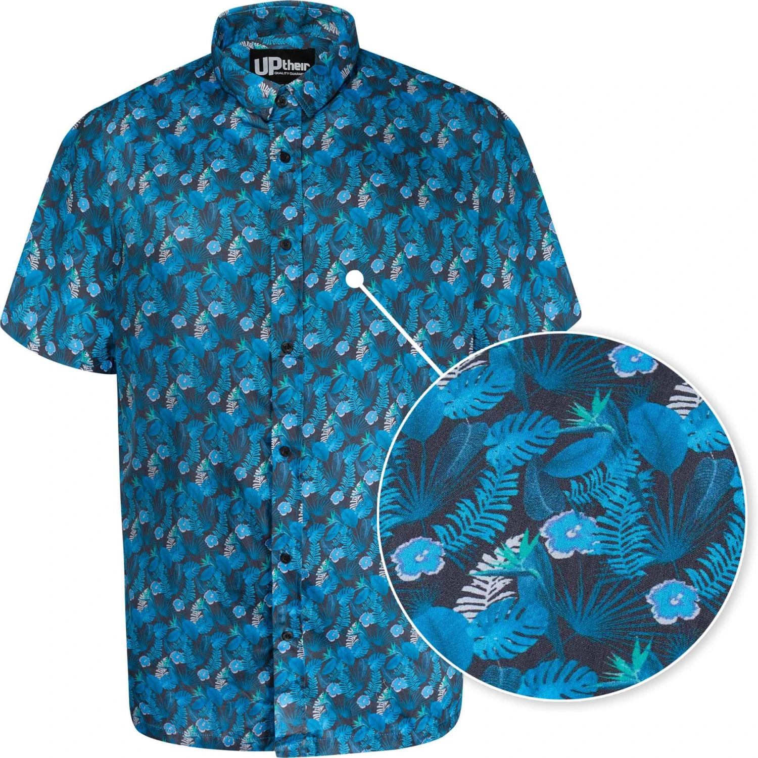 Uptheir Melford Tropical Print Floral SS Shirt - Navy 4 Uptheir Melford Tropical Print Floral SS Shirt - Navy - Image 2