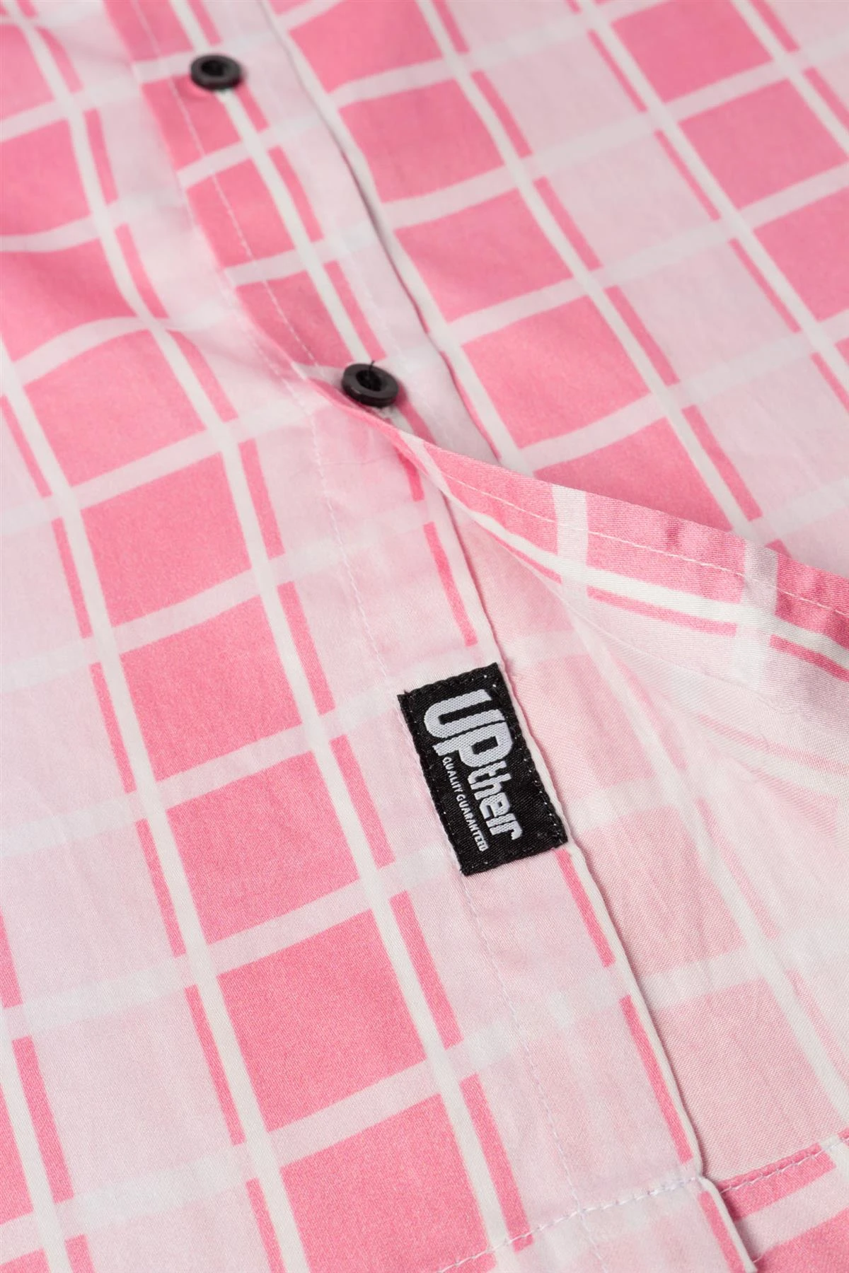 Uptheir Tarpourley SS Pocket Checked Shirt - Pink 7 Uptheir Tarpourley SS Pocket Checked Shirt - Pink - Image 5