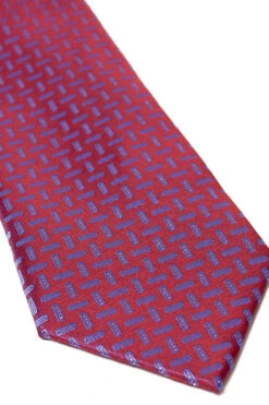 Uptheir All Over Classic Neat Pattern Extra Long Tie - Burgundy