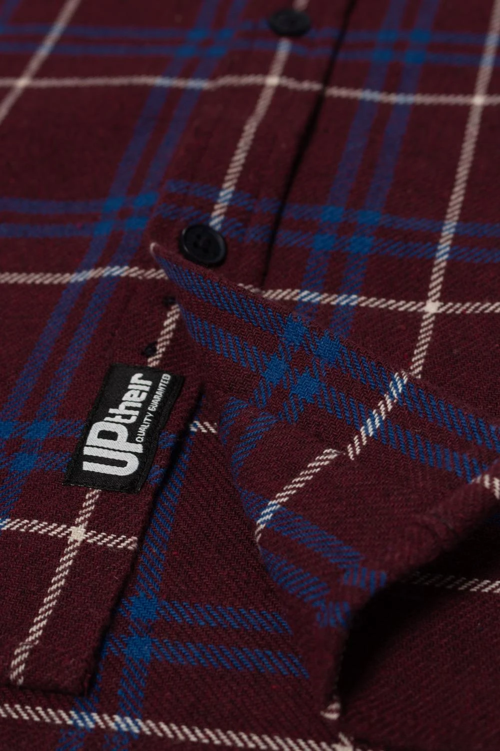 Uptheir Whisper Check Print Long Sleeve Shirt - Maroon 5 Uptheir Whisper Check Print Long Sleeve Shirt - Maroon - Image 3