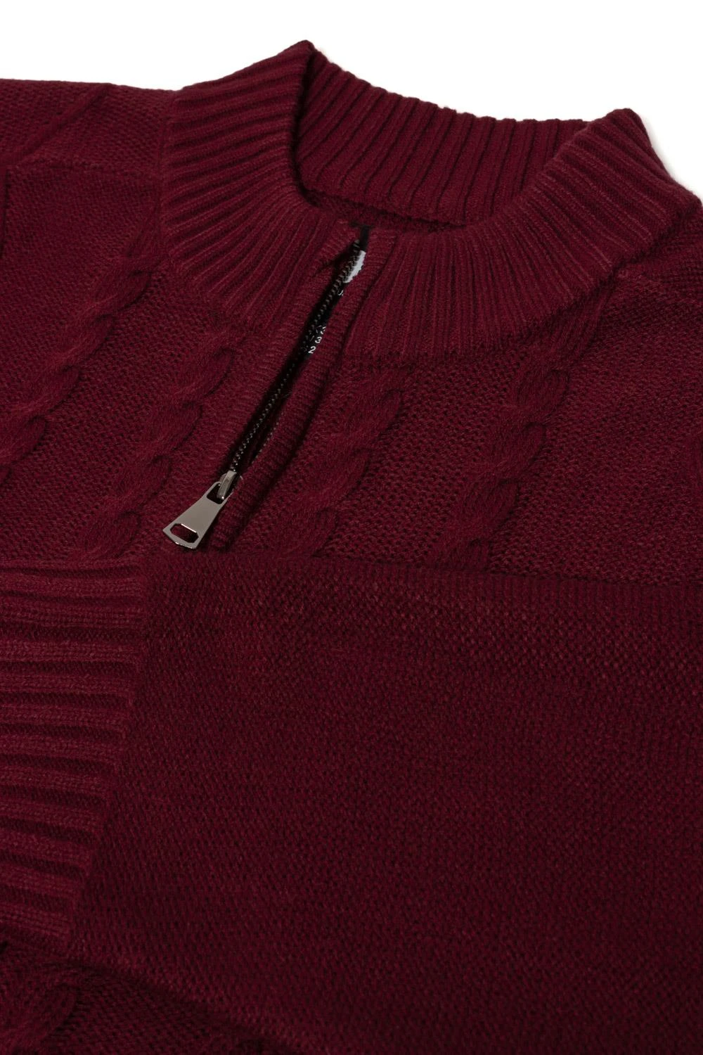 Uptheir Ember Zip Through Knitted Sweater - Cabernet 5 Uptheir Ember Zip Through Knitted Sweater - Cabernet - Image 3