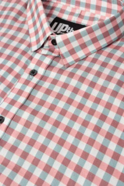 Uptheir Malpas Short Sleeve Checked Shirt - Pink -Famous Menswear Store tumbnail c1ef8733 188d 494f 866b 98e8accd0e11