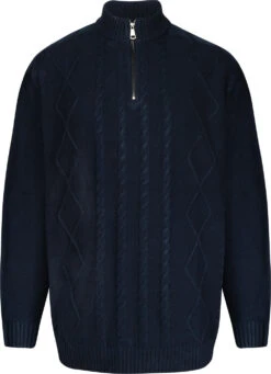 Uptheir Bempton Cable-Knit Half Zip Jumper - Dark Sapphire -Famous Menswear Store tumbnail c3324137 2da1 4cf0 aa4b fdf3c384dec9