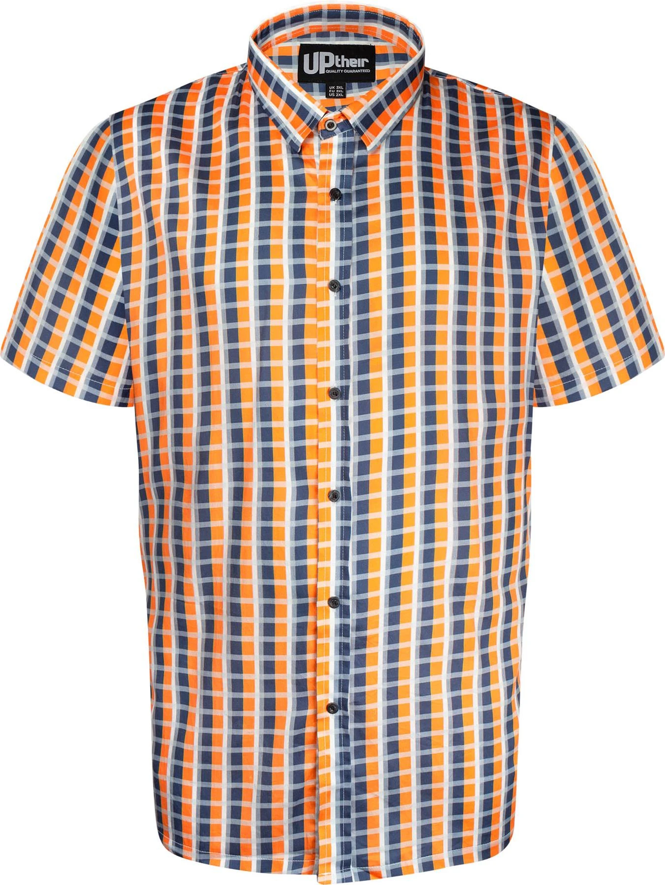 Uptheir Holmes Short Sleeve Checked Shirt - Orange 5 Uptheir Holmes Short Sleeve Checked Shirt - Orange - Image 3