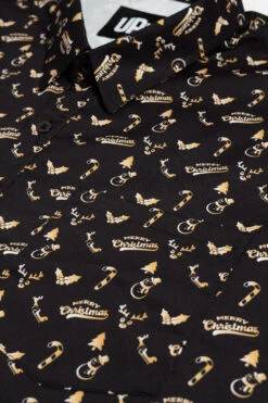 Uptheir Yule All Over Gold Foil Print Shirt - Black -Famous Menswear Store tumbnail c612b761 963a 4bc4 b200 97a5ad25e85e 1