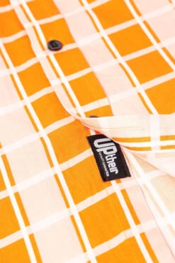 Uptheir Tarpourley SS Checked Shirt - Orange -Famous Menswear Store tumbnail c770290d b436 43fc ae62 f2e42365149e