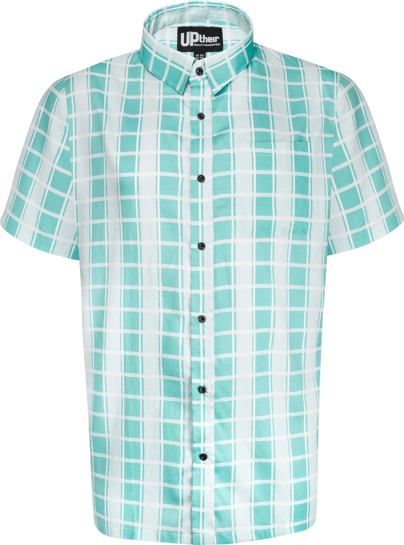 Uptheir Tarpourley SS Pocket Checked Shirt - Green 3 Uptheir Tarpourley SS Pocket Checked Shirt - Green