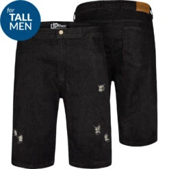 Uptheir Bucky TALL Distressed Classic Denim Shorts - Black -Famous Menswear Store tumbnail cb8e9682 0ddc 4ff0 8d70 8d02418913bc