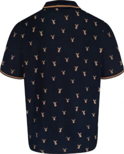 Espionage Stag Print Short Sleeve Polo Shirt - Navy