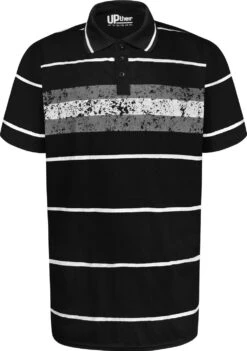 Uptheir Cain TALL Distressed Striped Polo Shirt - Black