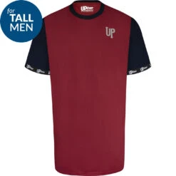 Uptheir Octagon TALL Crew Neck Cut&Sew T-Shirt - Maroon -Famous Menswear Store tumbnail d2410855 6597 4633 9233 037093542946