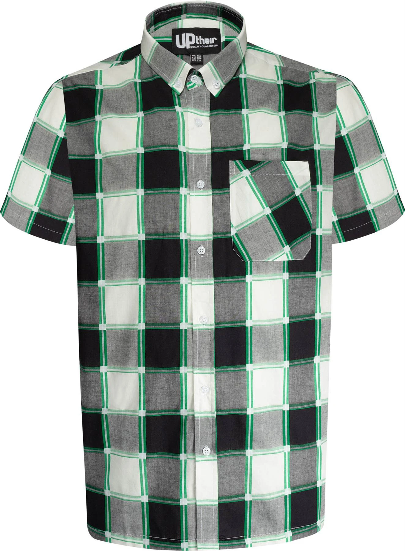 Uptheir Seville Short Sleeve Checked Shirt - Green 3 Uptheir Seville Short Sleeve Checked Shirt - Green