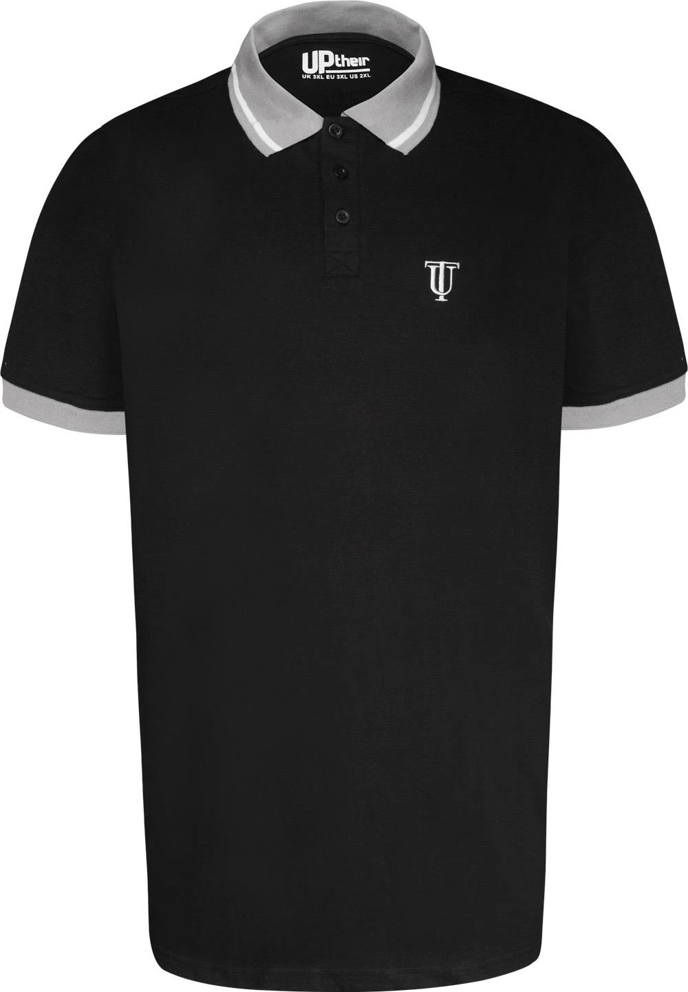 Uptheir Added TALL Tipped Contrast Collar Polo Shirt -Black 3 Uptheir Added TALL Tipped Contrast Collar Polo Shirt -Black