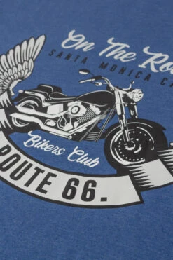 Kam Santa Monica Biker Club Print T-Shirt - Blue Marl 8 Kam Santa Monica Biker Club Print T-Shirt - Blue Marl -Famous Menswear Store tumbnail d7a49402 2e43 48da 851d 5fe7273e9fcb