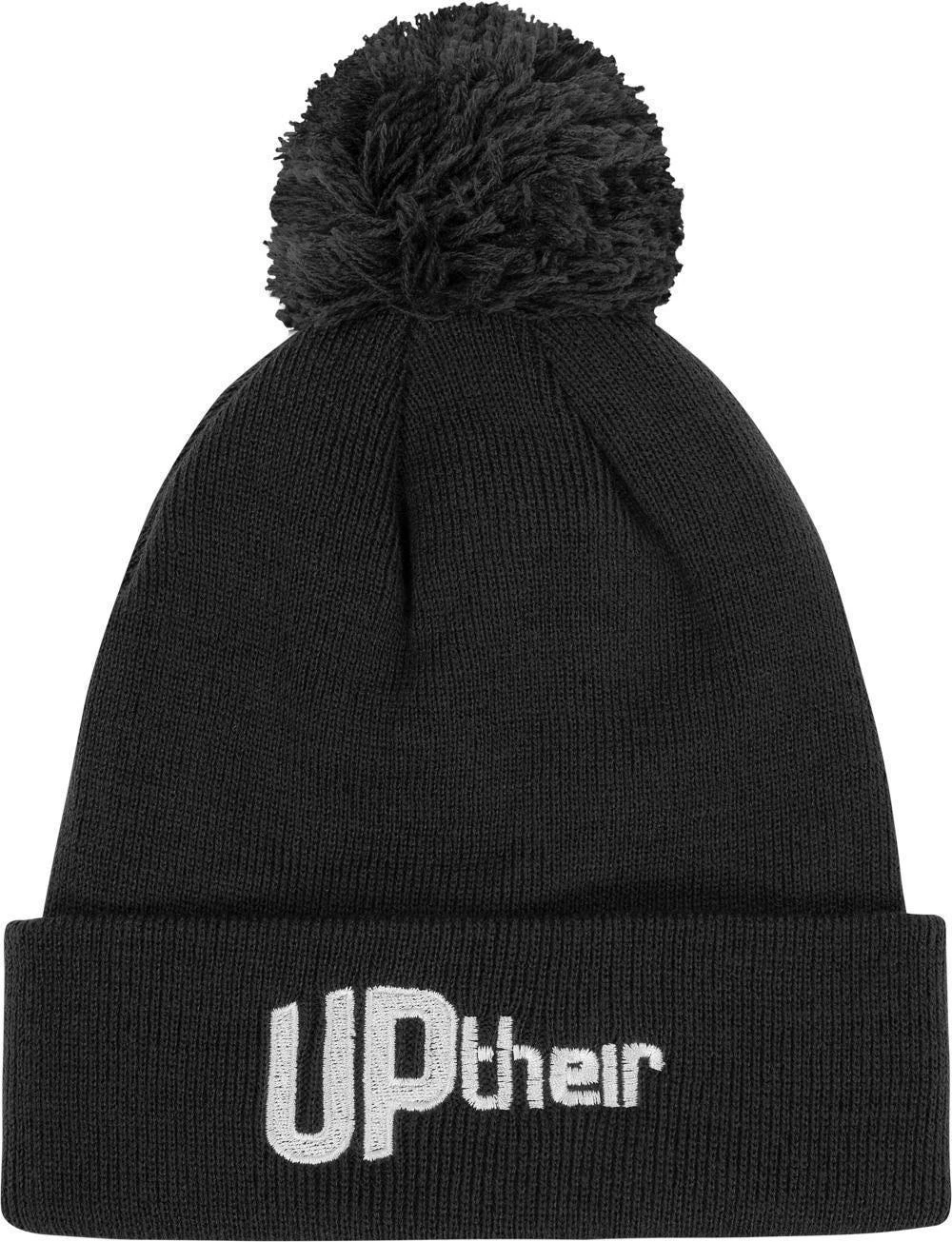 Uptheir Embroidered Logo Pom Pom Beanie - Graphite Grey 4 Uptheir Embroidered Logo Pom Pom Beanie - Graphite Grey - Image 2