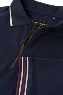 Kam Zip Up Raglan Panel Short Sleeve Polo Shirt - Navy 8 Kam Zip Up Raglan Panel Short Sleeve Polo Shirt - Navy -Famous Menswear Store tumbnail e29e9fae ca94 4a4f a02b 75014b6b6cb5