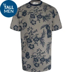 Uptheir Even Two TALL Floral Print Crew Neck T-Shirt - Navy -Famous Menswear Store tumbnail e2a13762 e1c5 4c64 af3b 9da305de285e