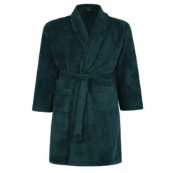 Espionage Plain Fleece Dressing Gown - Bottle Green