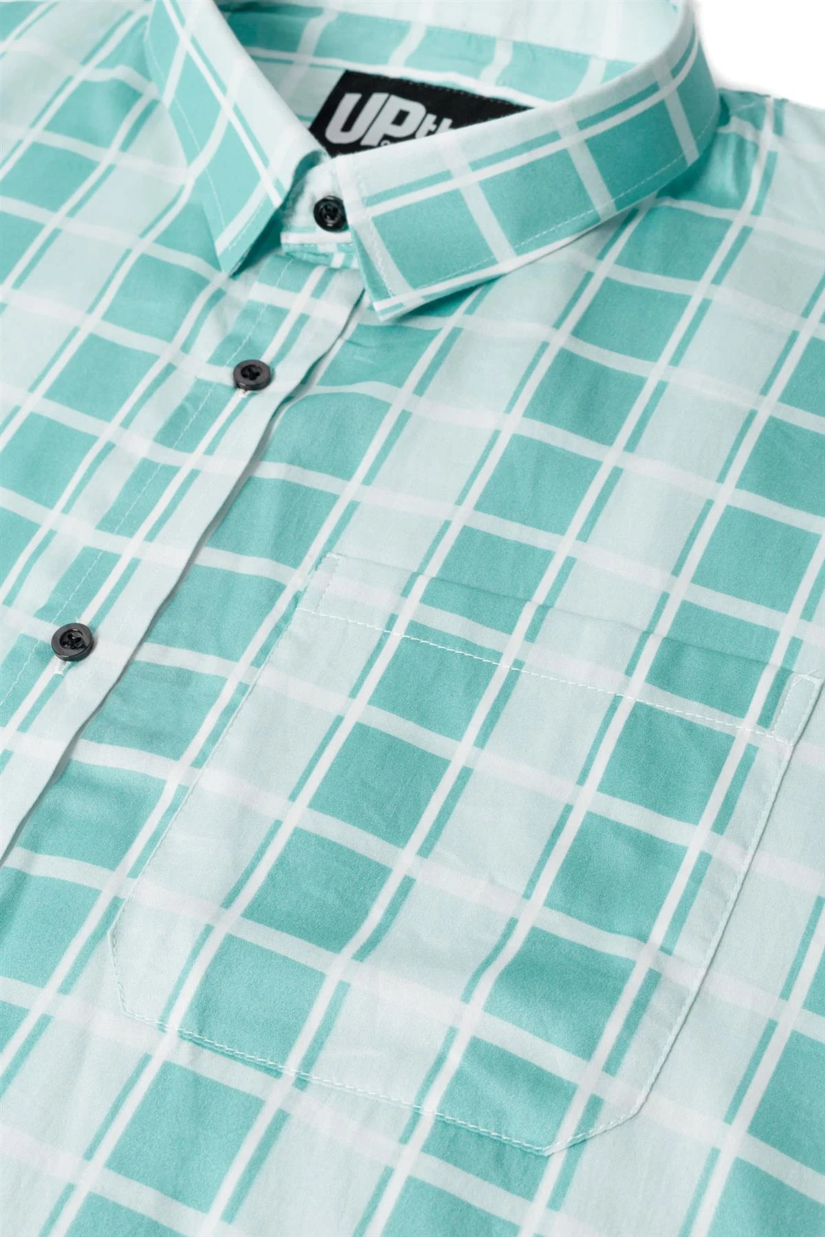 Uptheir Tarpourley SS Pocket Checked Shirt - Green 6 Uptheir Tarpourley SS Pocket Checked Shirt - Green - Image 4