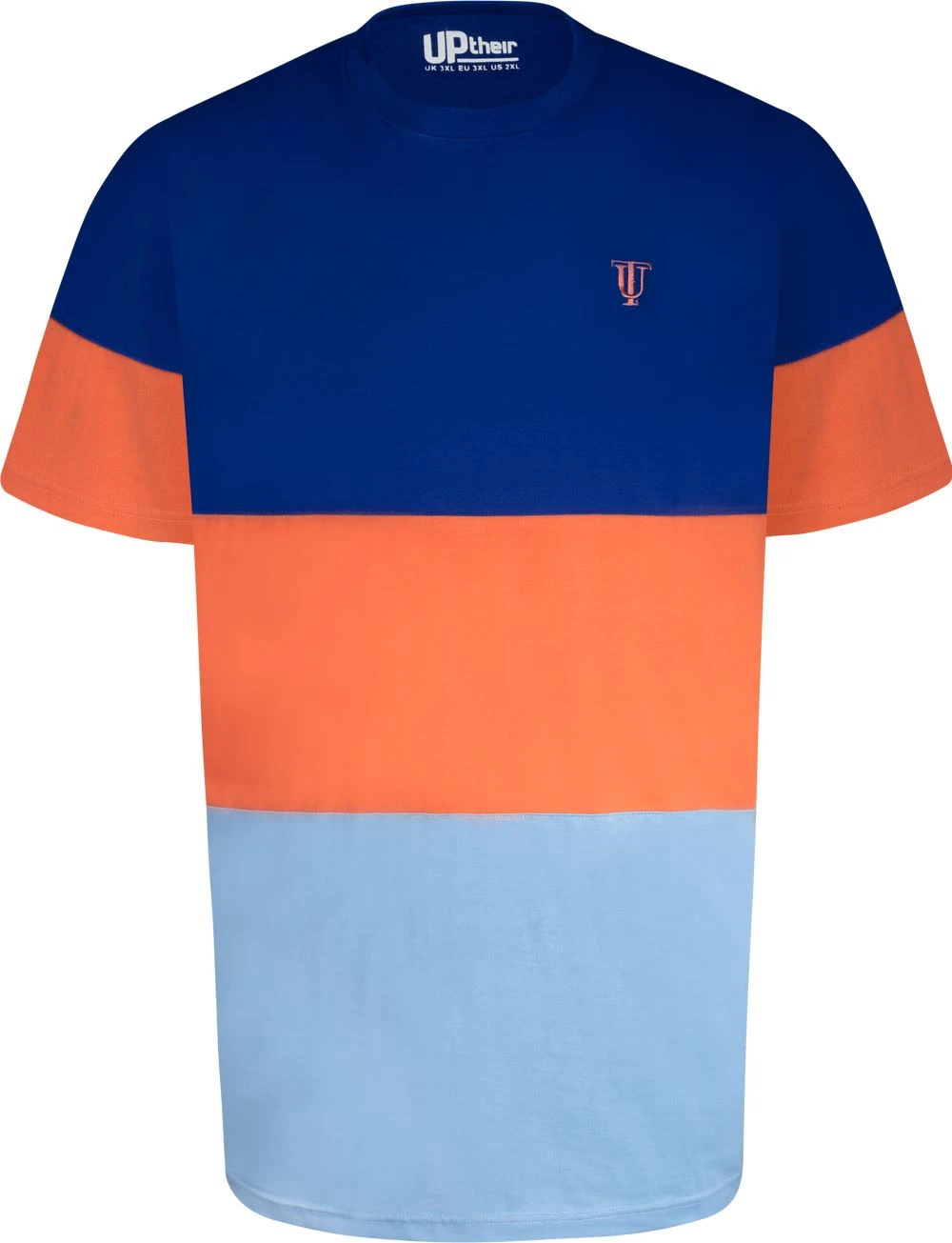 Uptheir Clivey Crew Neck Colour Block T-Shirt - Blue 4 Uptheir Clivey Crew Neck Colour Block T-Shirt - Blue - Image 2