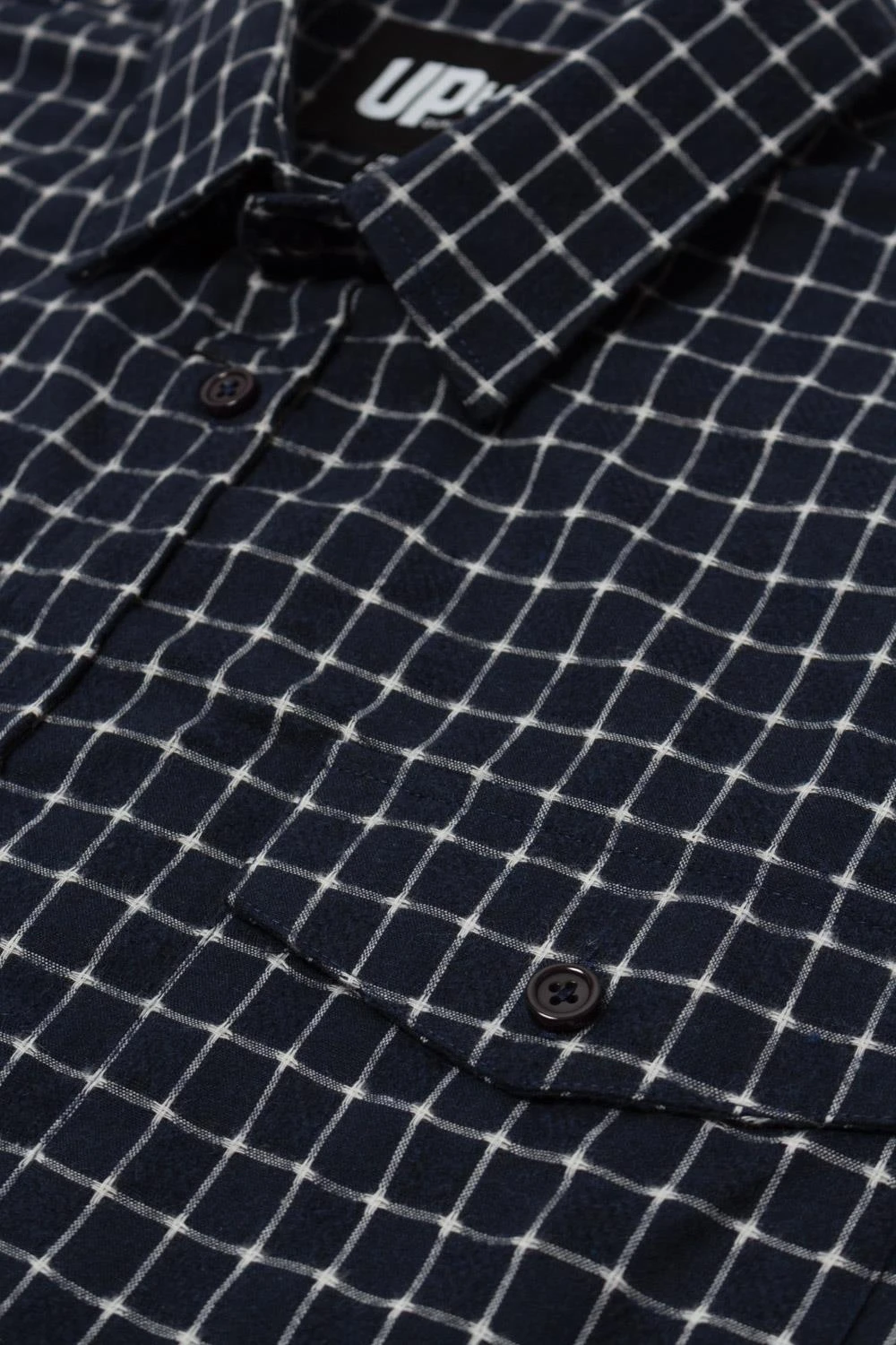 Uptheir Qin All Over Check Long Sleeve Shirt - Grey Navy 6 Uptheir Qin All Over Check Long Sleeve Shirt - Grey Navy - Image 4