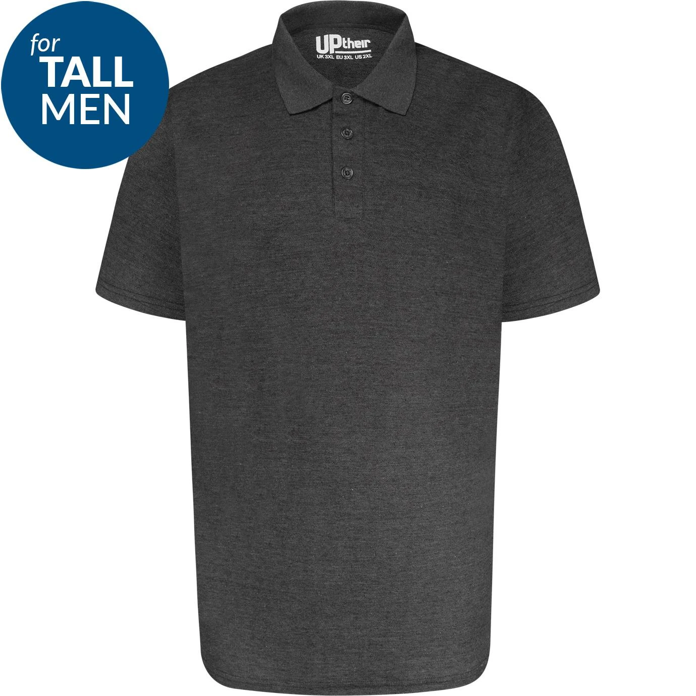 Uptheir Hamburg TALL Classic Polo Shirt - Charcoal 4 Uptheir Hamburg TALL Classic Polo Shirt - Charcoal - Image 2