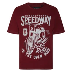 Kam Motorcycles Speedway Print T-Shirt - Burgundy
