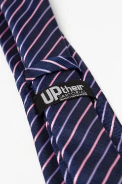 Uptheir All Over Diagonal Striped Extra Long Tie - Navy Pink -Famous Menswear Store tumbnail ecb651fc c002 45c3 b329 548f8725ae7b