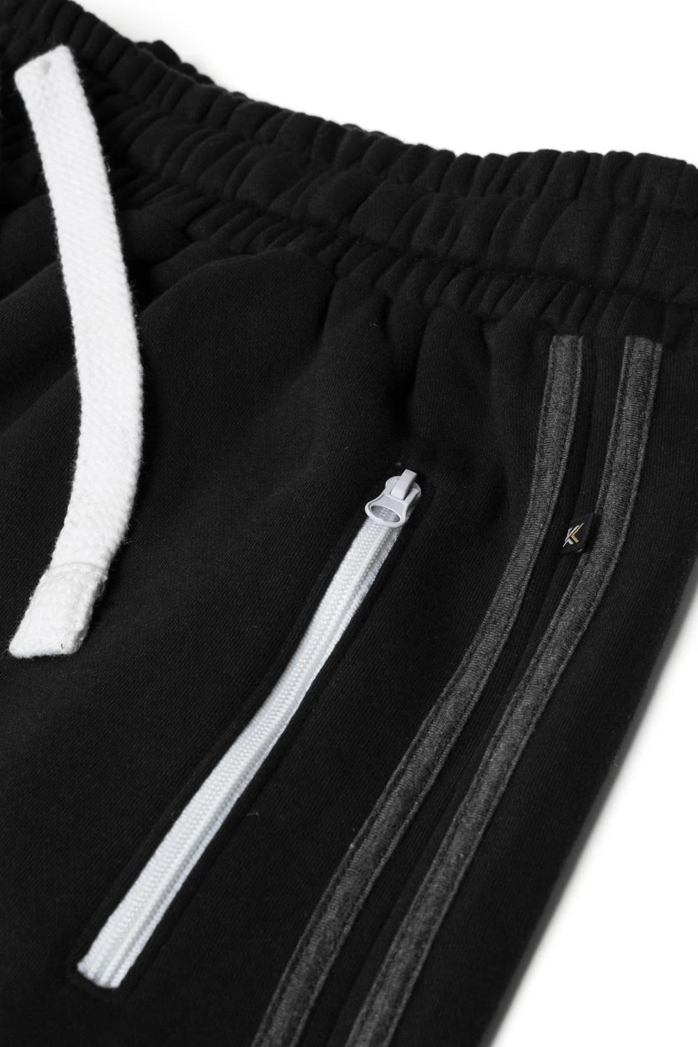 Kam Open Hem Striped Joggers - Black 5 Kam Open Hem Striped Joggers - Black - Image 3