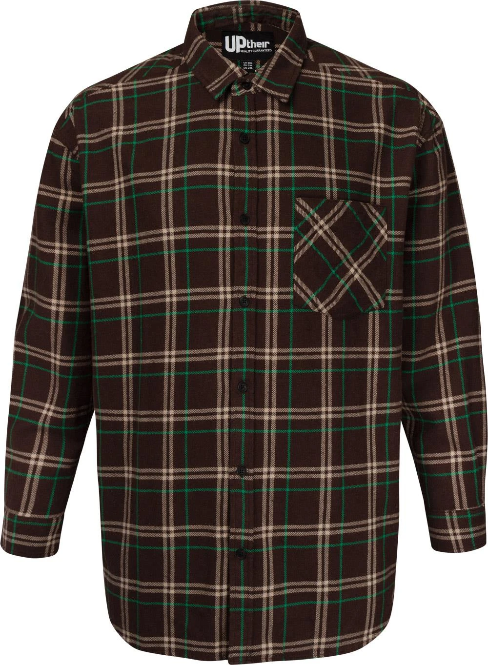 Uptheir Whisper Check Print Long Sleeve Shirt - Coffee 4 Uptheir Whisper Check Print Long Sleeve Shirt - Coffee - Image 2