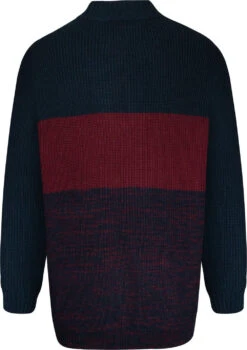 Uptheir Sparrow Marl Colour Block Sweater - Burgundy Navy