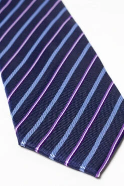 Uptheir All Over Diagonal Striped Extra Long Tie - Navy