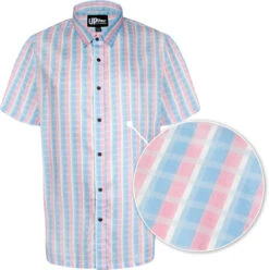 Uptheir Holmes Short Sleeve Checked Shirt - Light Blue