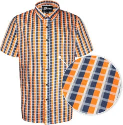 Uptheir Holmes Short Sleeve Checked Shirt - Orange