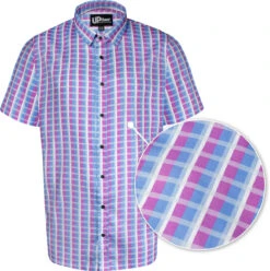 Uptheir Holmes Short Sleeve Checked Shirt - Purple