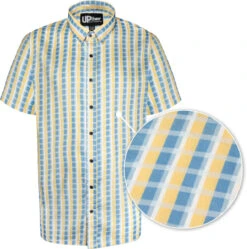 Uptheir Holmes Short Sleeve Checked Shirt - Yellow