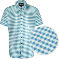 Uptheir Malpas Short Sleeve Checked Shirt - Blue