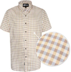 Uptheir Malpas Short Sleeve Checked Shirt - Yellow